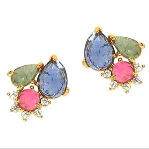 TAI Jewelry Rock Crystal Cluster Studs w CZ Accent